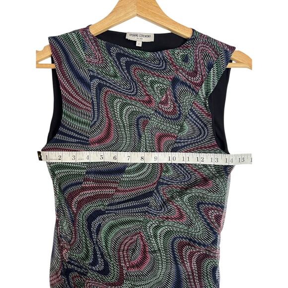 Opening Ceremony Multicolor Abstract Swirl Sleeveless Ruched Dress Size S - Picture 8 of 10